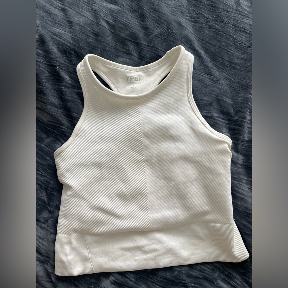 YPB by Abercrombie White Cropped Workout Top Bra